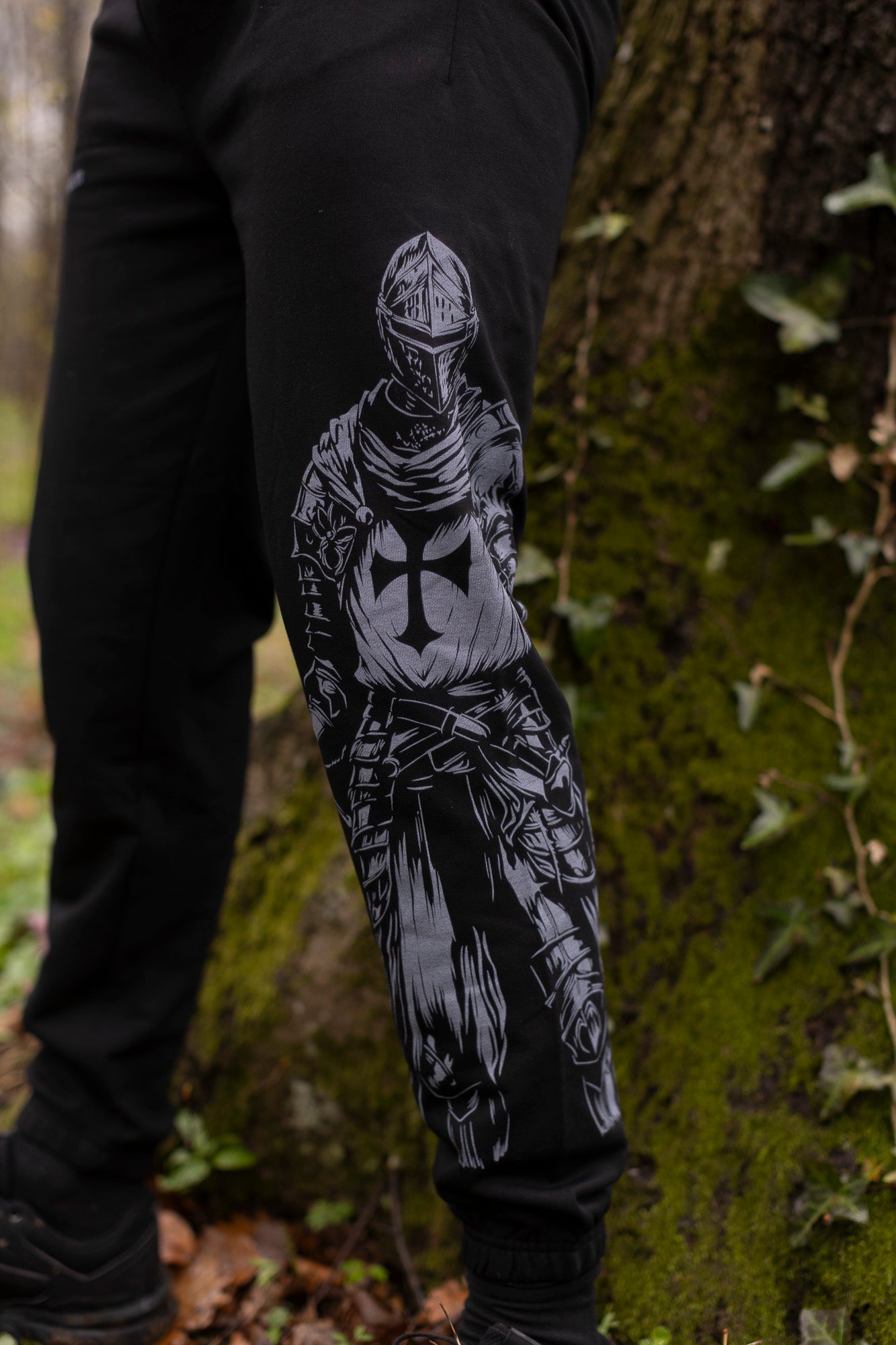 Saint Kaizen Guardian Joggers. Christian gym wear with high-quality screen print design. Terry fleece lining for warmth and comfort.