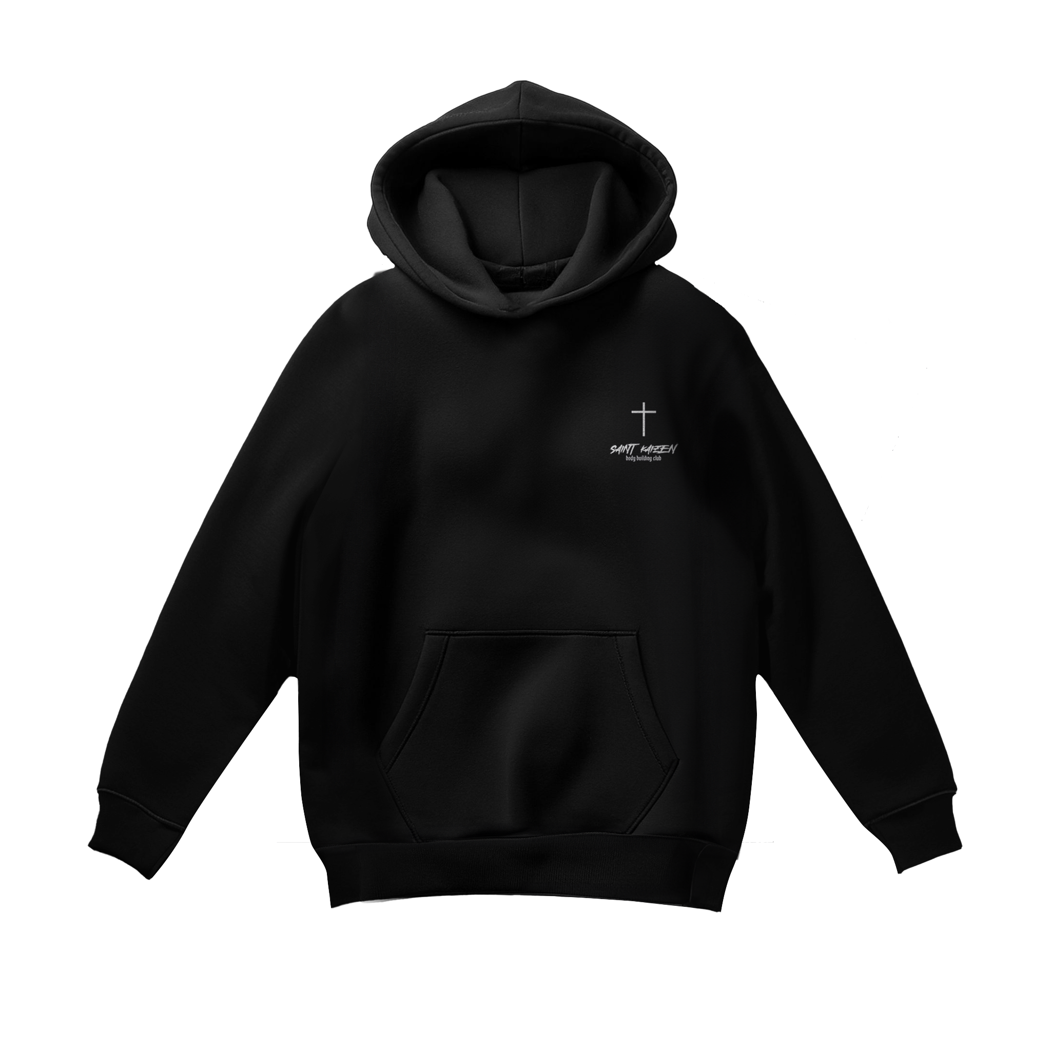 Saint Kaizen Isaiah 54:17 Hoodie - Black. Heavyweight Christian gym wear hoodie featuring a durable with spiritual artwork.
