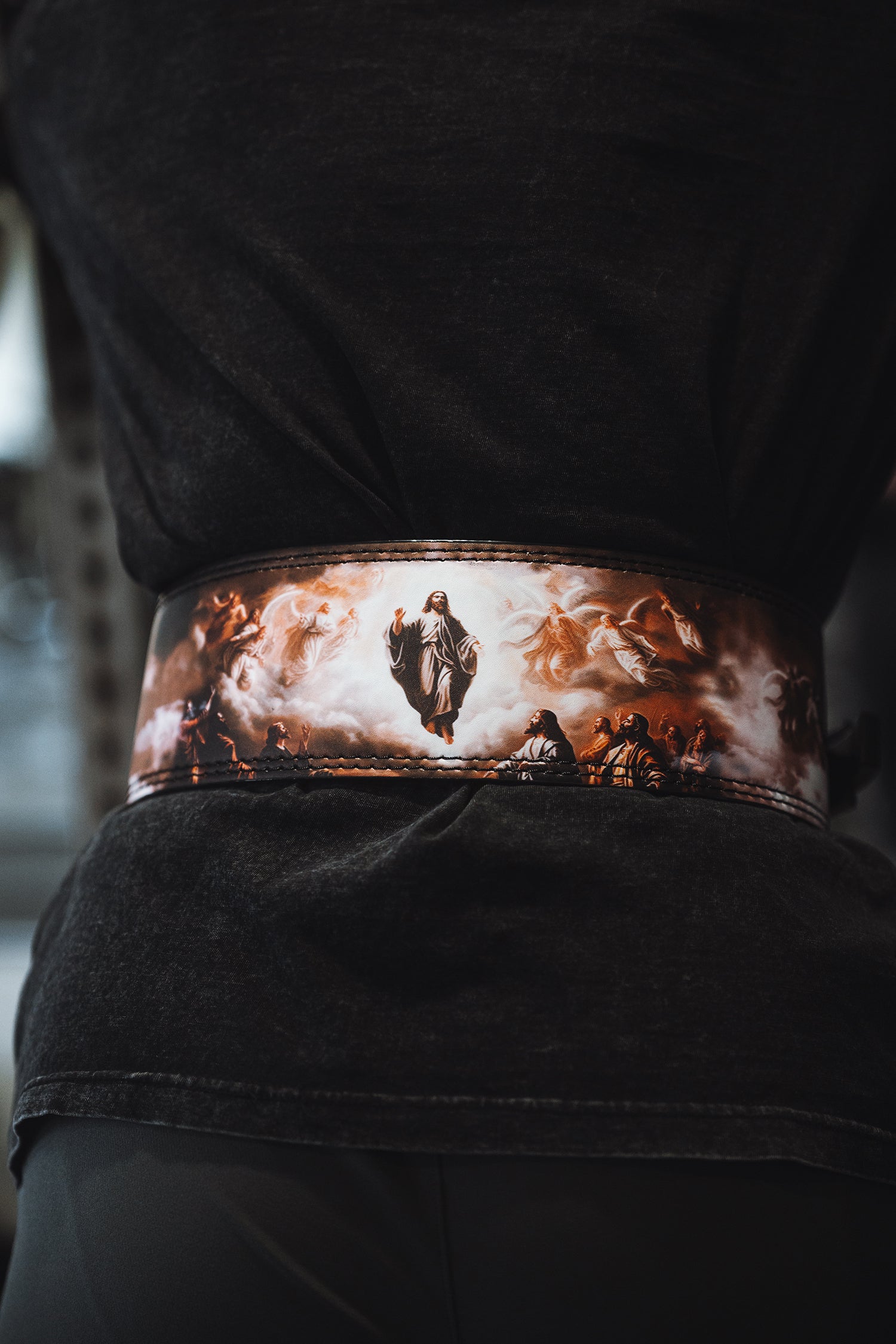 Saint Kaizen Resurrection Lever Belt (10mm, black) for Powerlifting. Premium Weightlifting belt designed for Christian athletes.