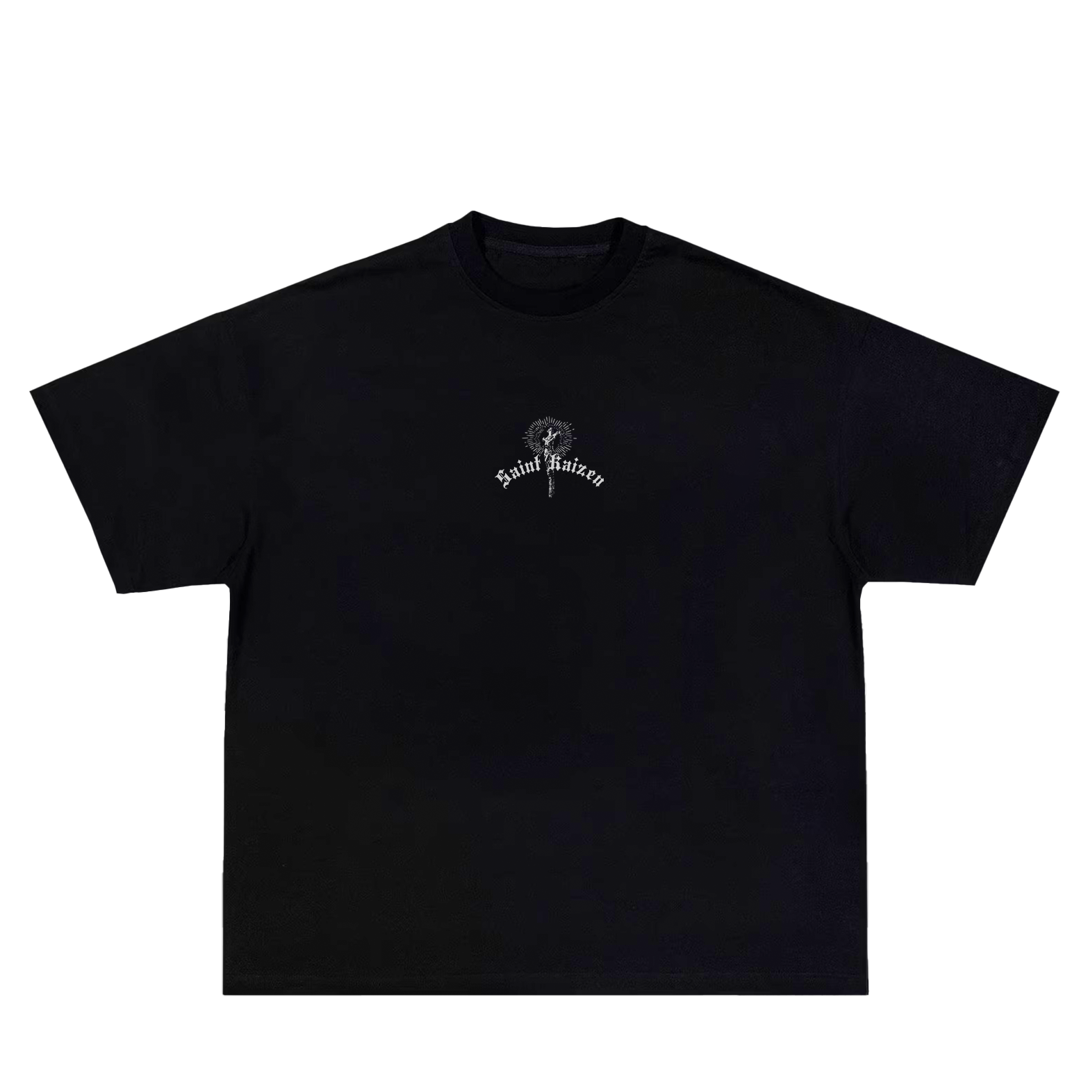 Saint Kaizen Christian gym wear shirt. Features the bold Righteous T-Shirt - Black spiritual design. Oversize fit made from premium 220gr cotton.