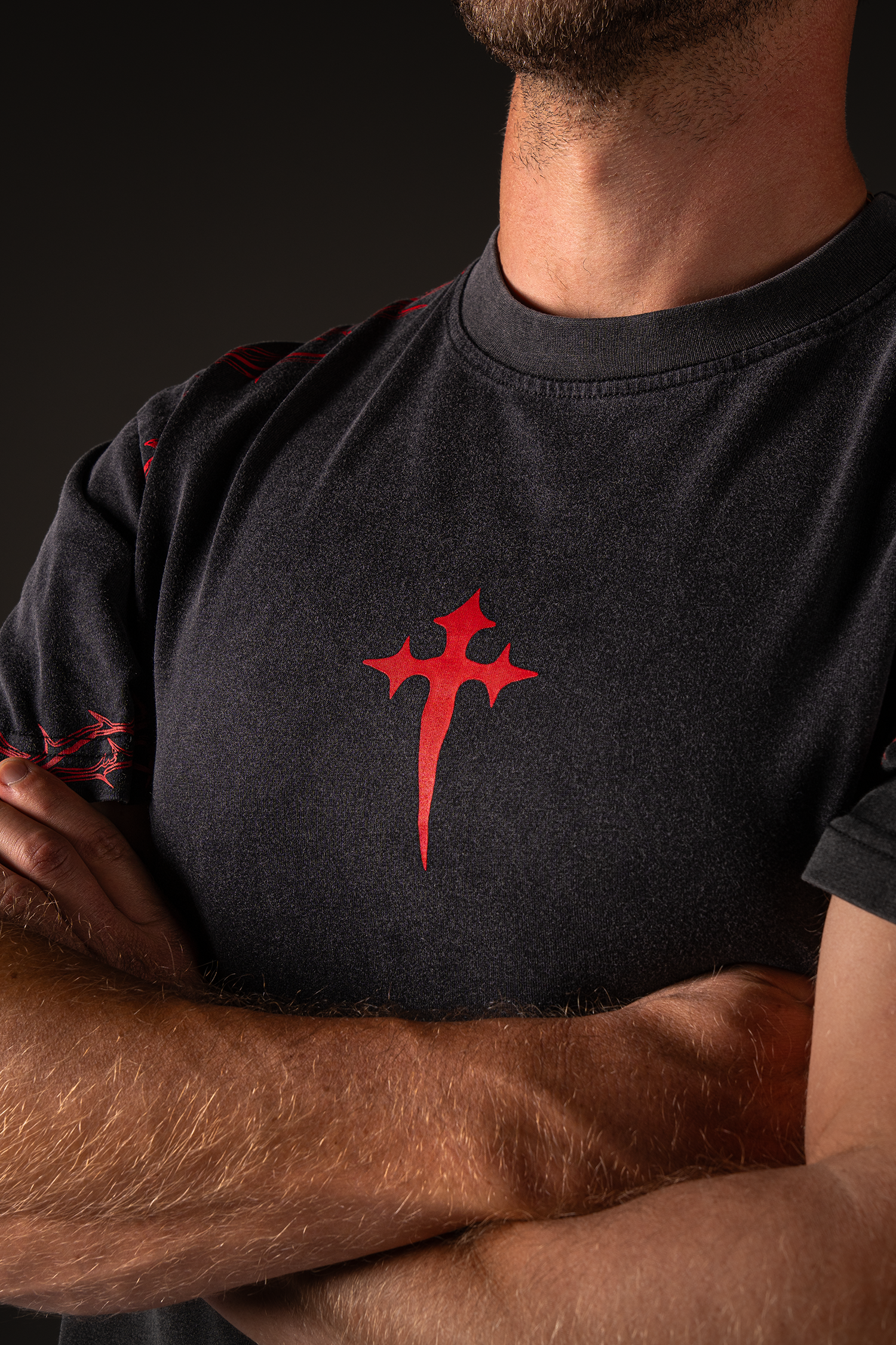 Saint Kaizen Christian gym wear shirt. Features the bold Risen T-Shirt - Acid Wash spiritual design. Oversize fit made from premium 220gr cotton.