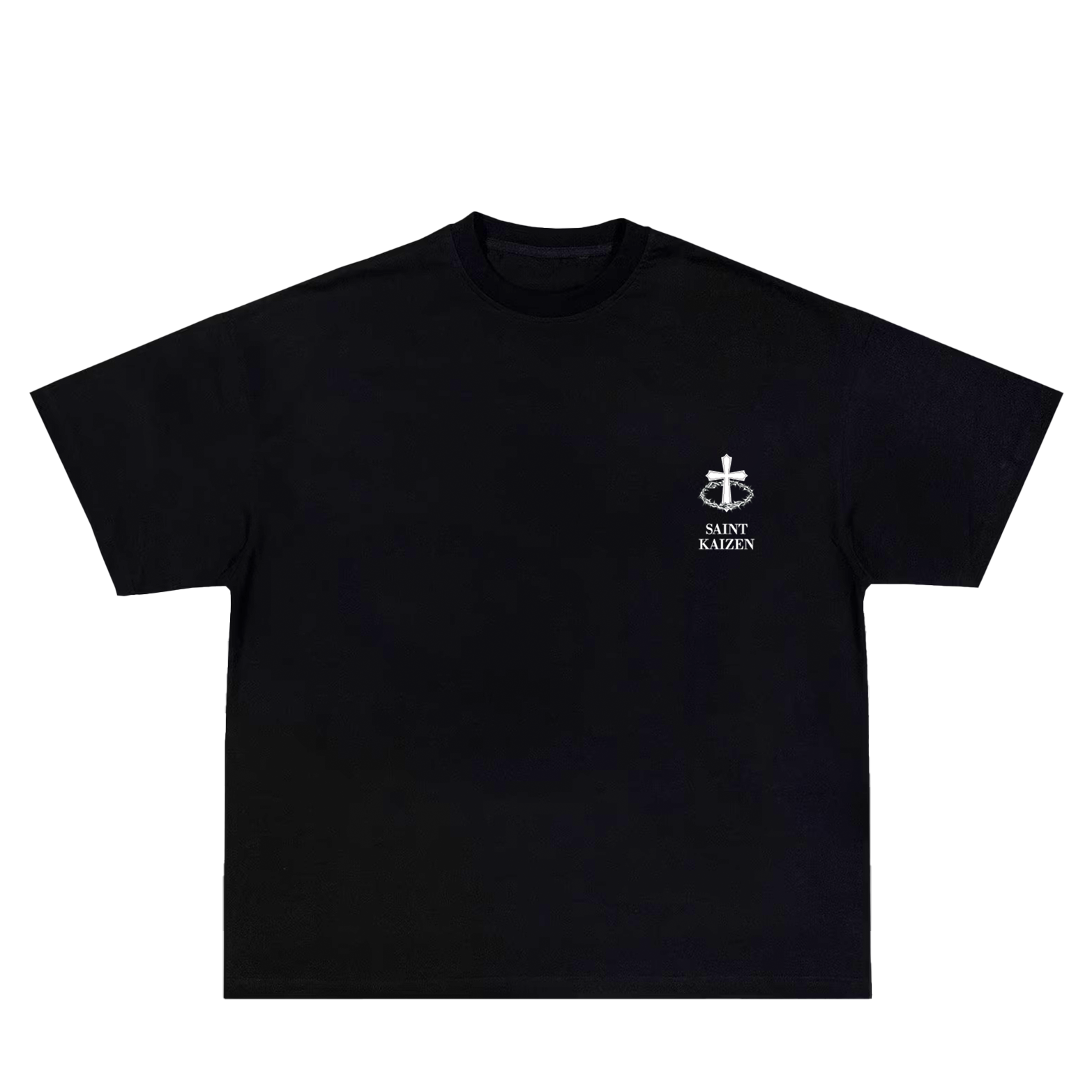 Saint Kaizen Christian gym wear shirt. Features the bold Savior T-Shirt spiritual design. Oversize fit made from premium 220gr cotton.