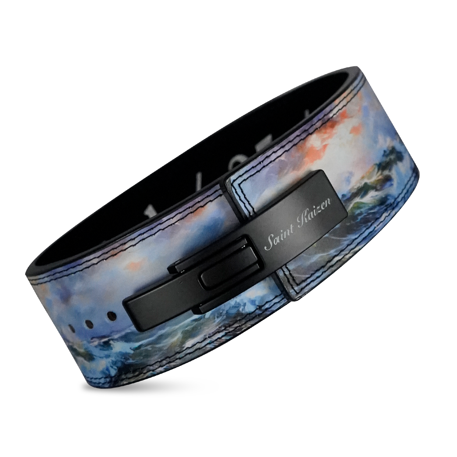 Saint Kaizen Storm Lever Belt (10mm, black) for Powerlifting. Premium Weightlifting belt designed for Christian athletes.