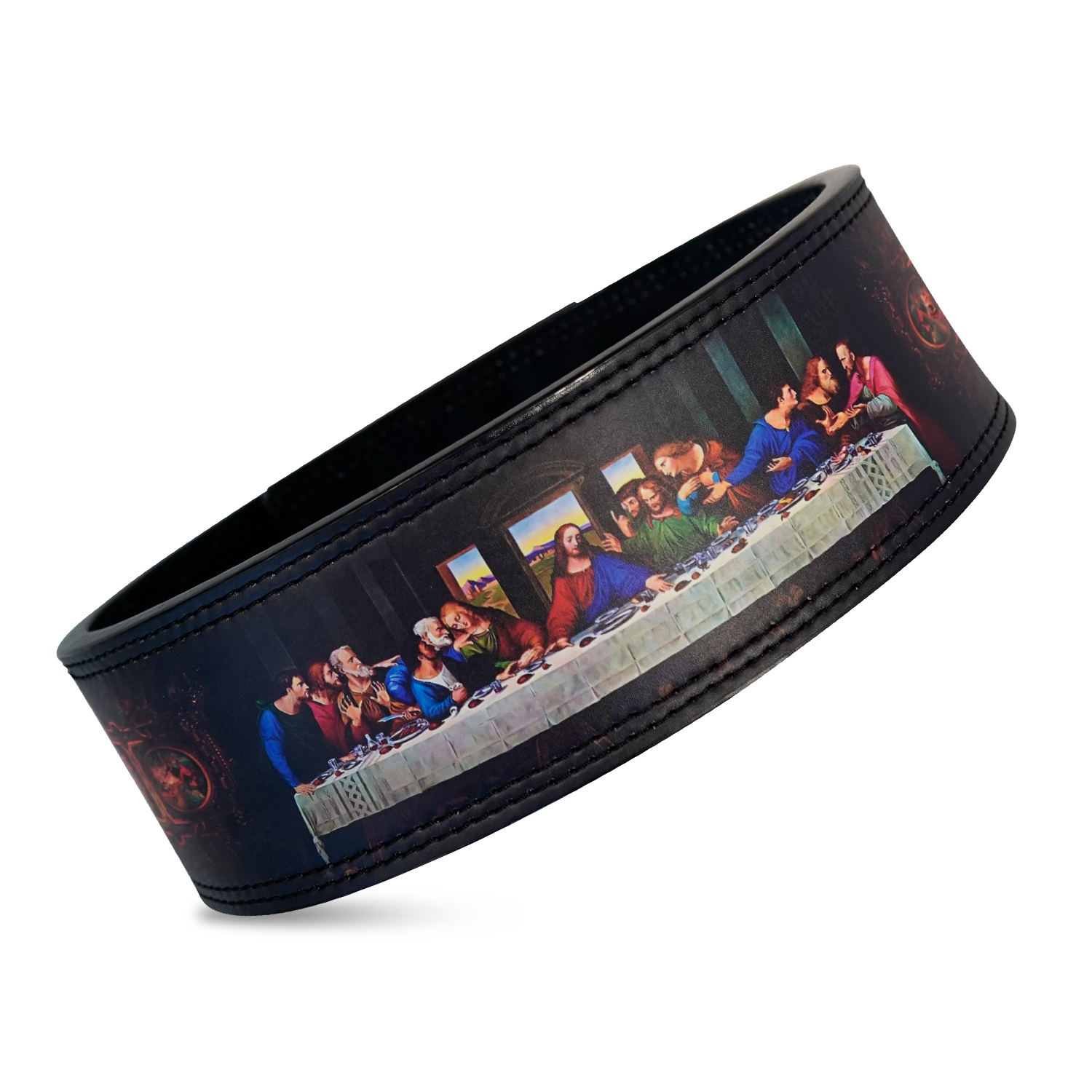 Saint Kaizen The Last Supper Lever Belt (10mm, black) for Powerlifting. Premium Weightlifting belt designed for Christian athletes.
