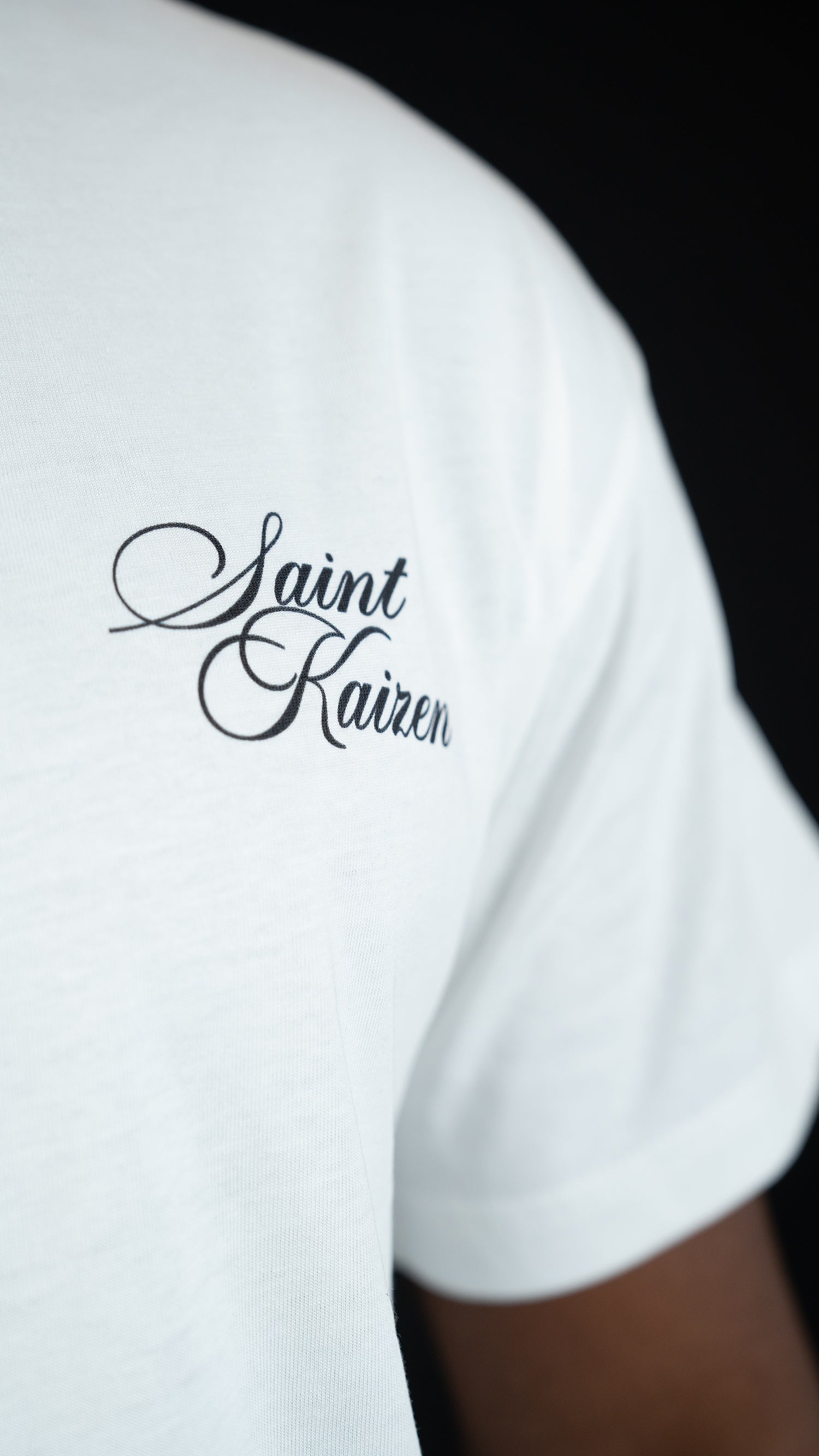 Saint Kaizen Christian gym wear shirt. Features the bold Through To The Void T-Shirt - White spiritual design. Oversize fit made from premium 220gr cotton.
