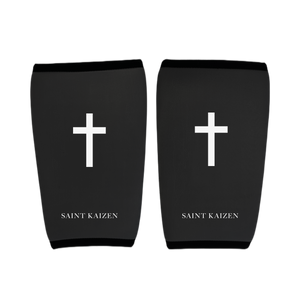 Christian-themed Cross Knee Sleeves with 7mm thickness, offering support and compression for workouts, featuring a durable design for heavy lifting.