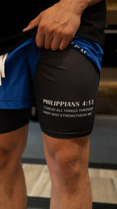 Philippians 4:13 Performance Shorts - Blue